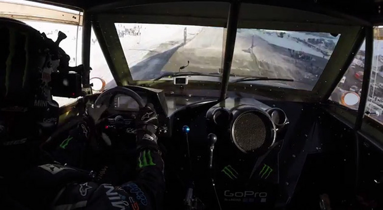Moments before impact in Guerlain Chicherit's GoPro jump