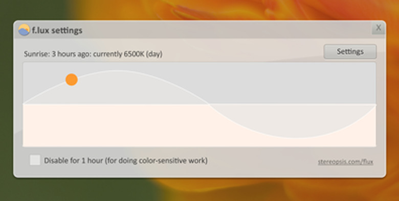 screenshot of flux app