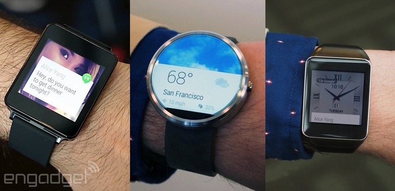 LG G Watch, Motorola Moto 360 and Samsung Gear Live