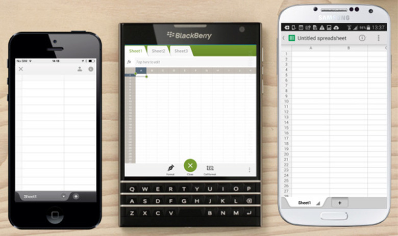 BlackBerry Passport next to some older rivals
