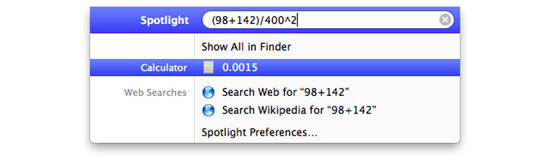 OS X Spotlight Math