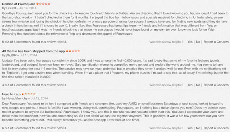 Foursquare reviews in the App Store