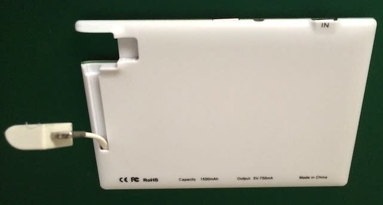 TravelCard battery pack for iPhone -- rear view