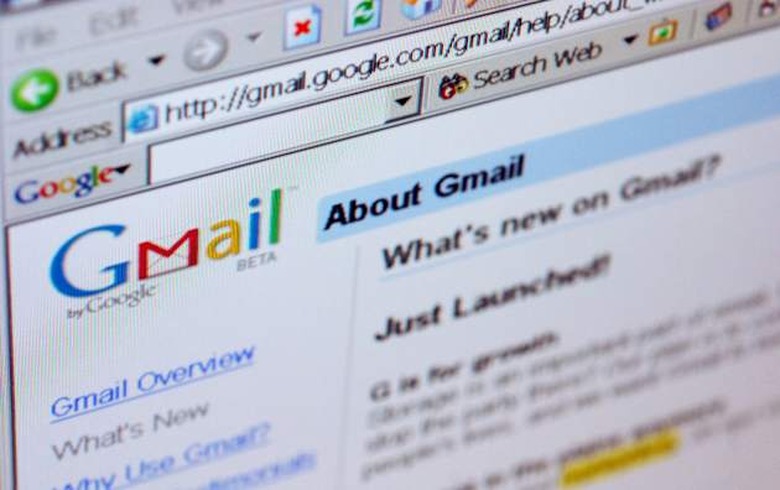 The Gmail logo is pictured on the top of a Gmail.com welcome