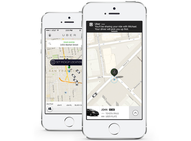UberPool on an iPhone