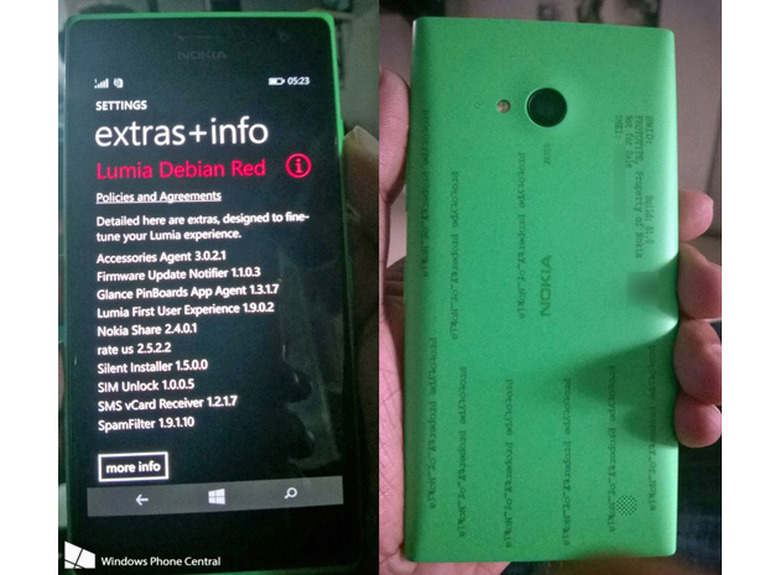 Lumia 730 running Debian Red
