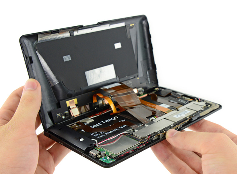 Project Tango tablet in mid-teardown