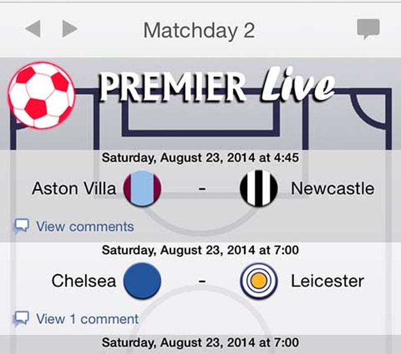 English Premier League screen shot