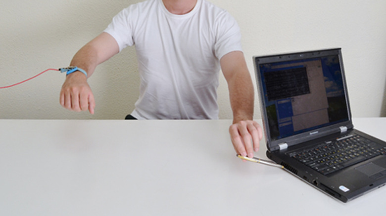 Intercepting computer data by touching it