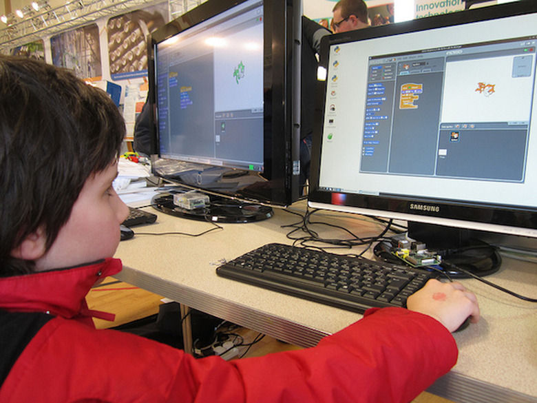 Kid Playing Minecraft At School
