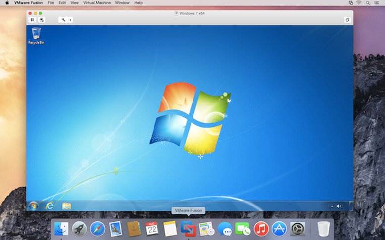 VMWare Fusion 7 running Windows on an OS X Yosemite machine
