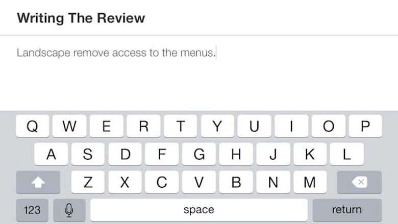 Writing in landscape mode with Menote