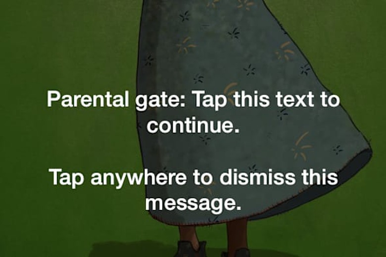 Parental gate screen to prevent children from purchasing items in Fflp!
