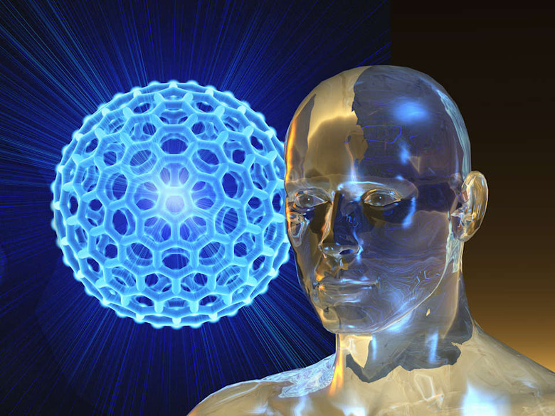 Illustration representing the potential of fullerene bucky balls in nanomedicine