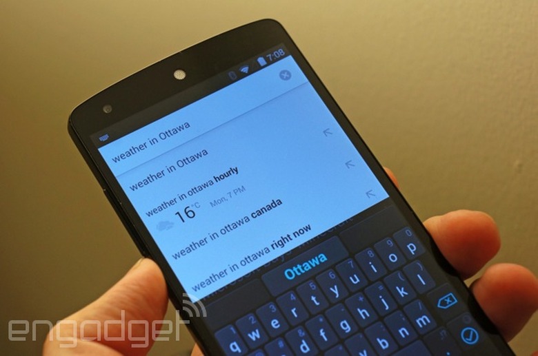 Chrome for Android shows the weather in auto-complete suggestions