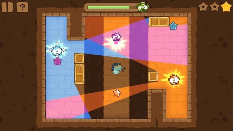 Players position light emitting Totems to shine on baby Totems and avoid waking up a mummy in Light in the Dark
