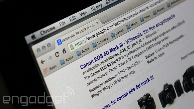 Structured snippets in a Google web search