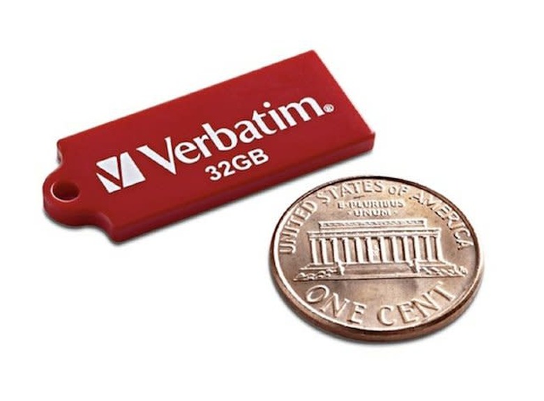 Verbatim drive next to penny for size comparison