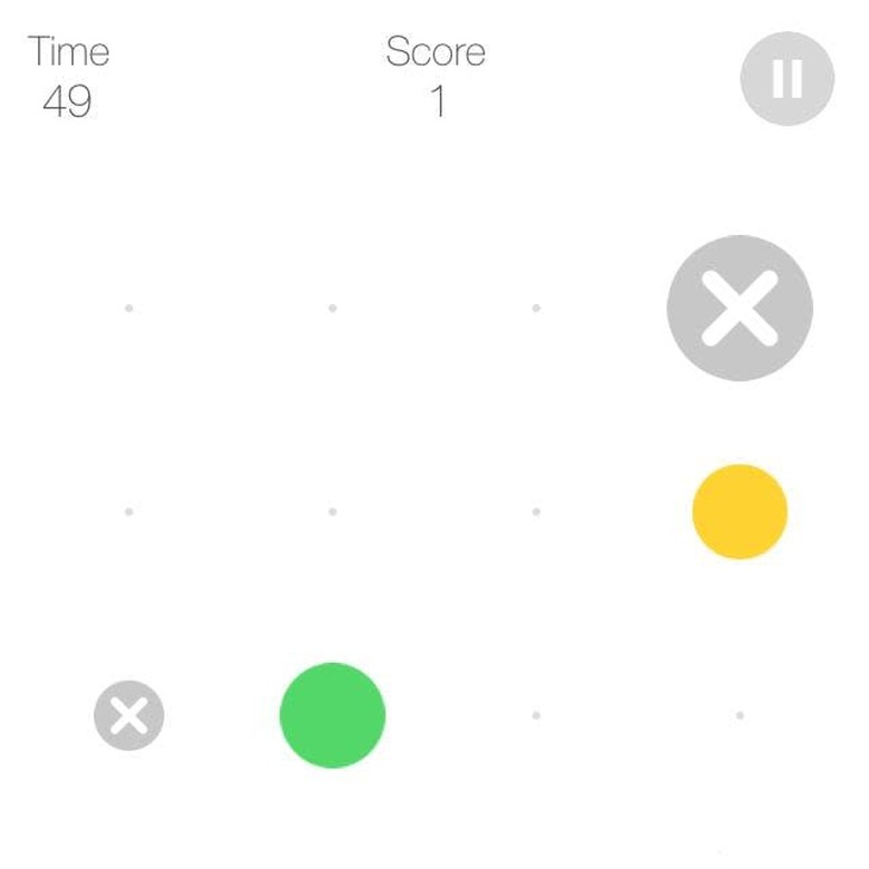 Players try to clear the board of circles in Biggest first