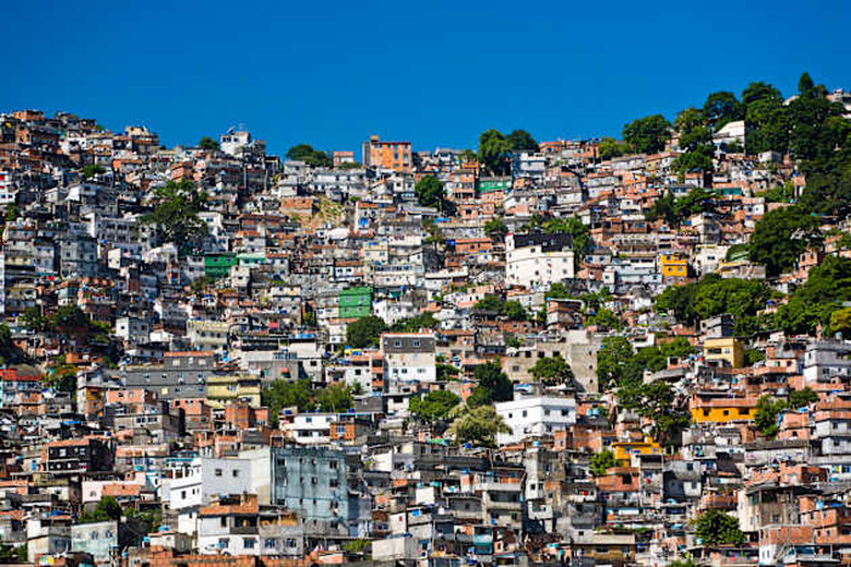 Favela Rocinha, Rio de Janeiro, Brazil. Rocinha is the largest and most well-known favela in Brazil. Built on a steep hillside