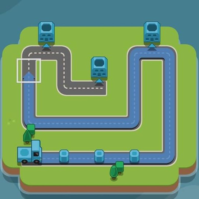 Players plan routes for miniature trucks in RGB Express