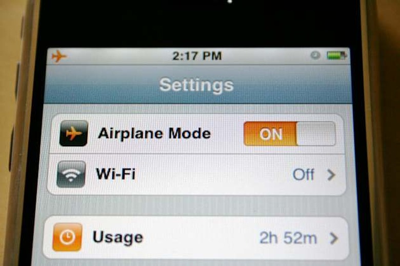 Settings: Airplane Mode Activated