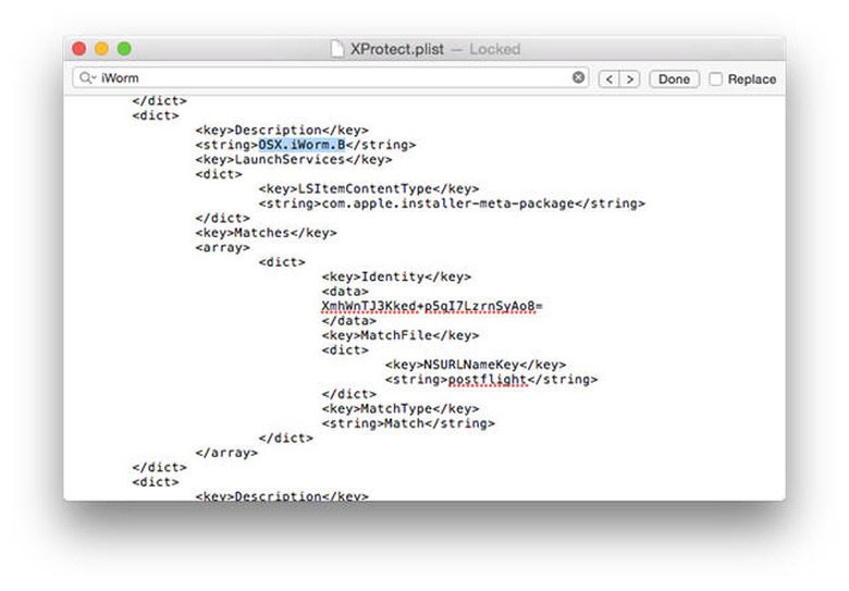 Xprotect.plist iWorm