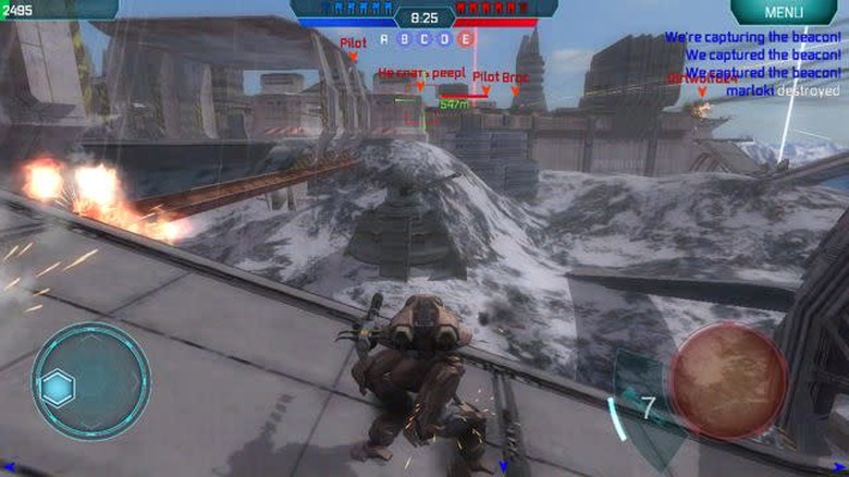 Explosions from robots battling in Walking War Robots