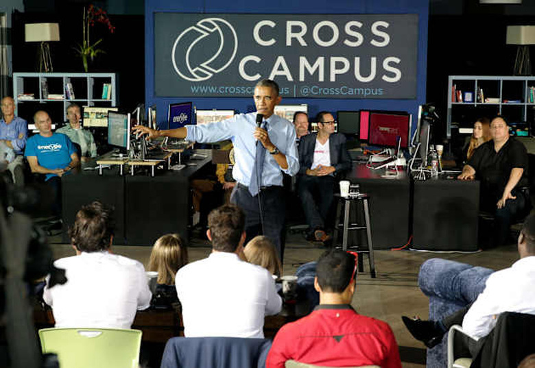 President Barack Obama Visits Cross Campus and *newzcard in Santa Monica For a Town Hall Meeting