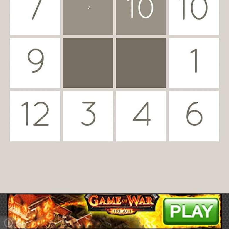 Players try to quickly match the numbers in the brown squares with the white squares before the brown squares disappear in Dozen!