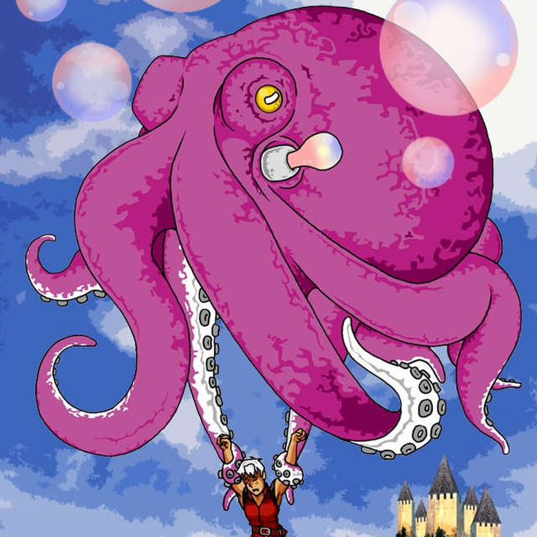 A flying octopus takes the prince away in Cerasis Quest