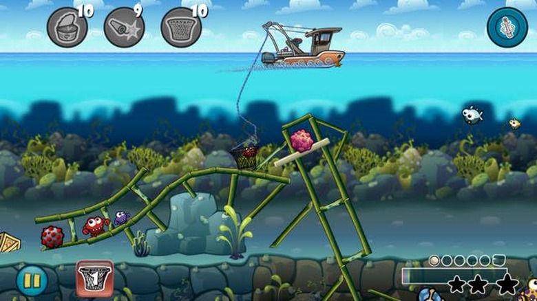 Players can interact with certain elements like rocks to get more points in Bottom Feeders