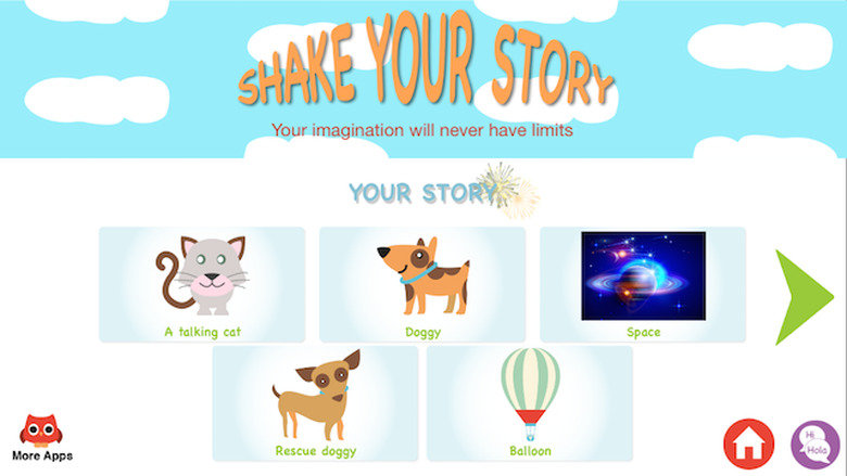 Players select categories for a story in Sami Apps