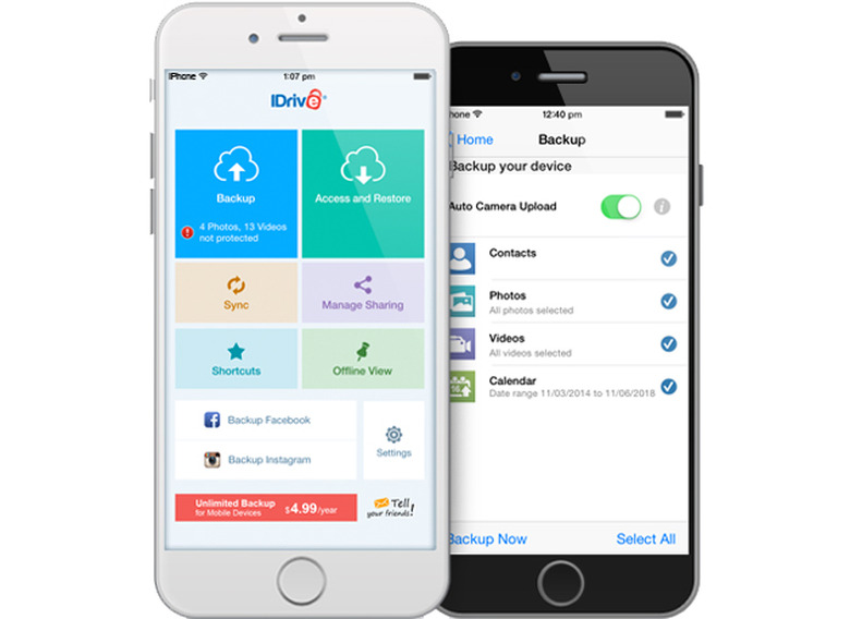iDrive backup on iPhones
