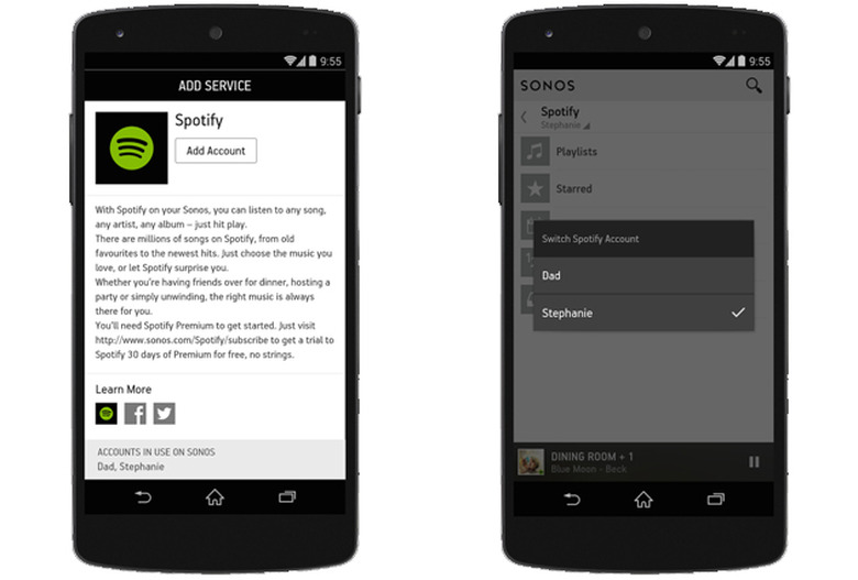 Sonos' multiple-account support