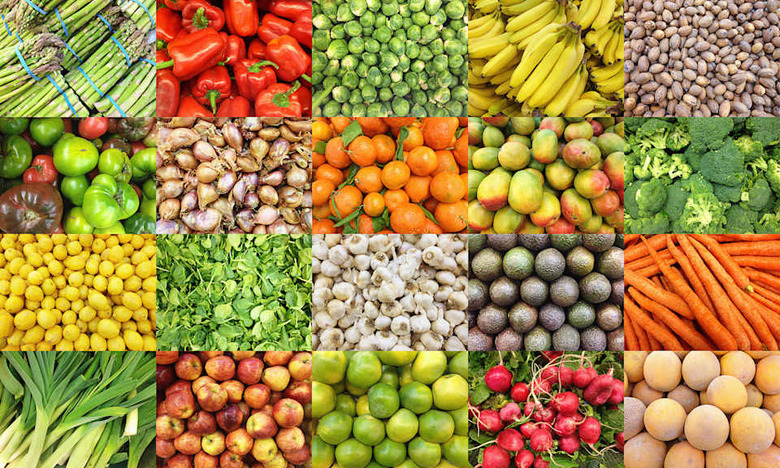 Collage of fruits and vegetables