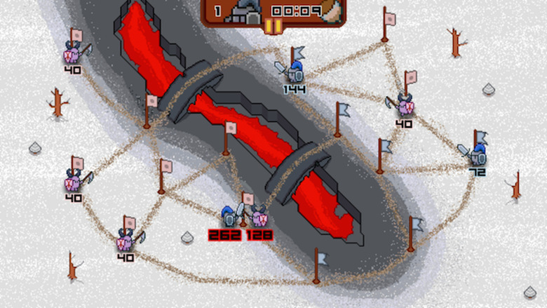 Players battle enemies in order to rule all of the kingdoms in Twitchy Thrones