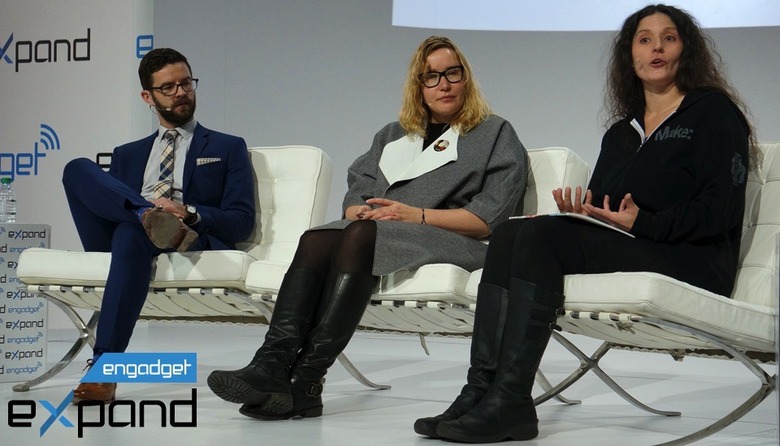 Engadget's Terrence O'Brien, Dovetailed's Vaiva Kainikaite, Make's Anna Kaziunas France