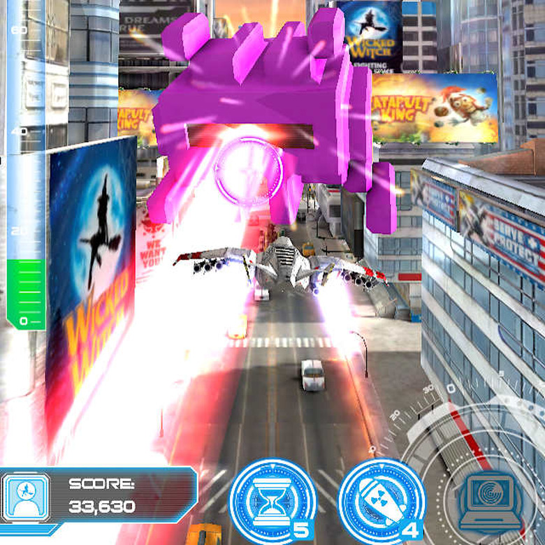 Players face off against a boss in Jet Run: City Defender