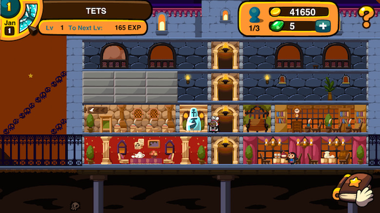 Players build rooms in their school for students to increase their skill level in Little Warlock School