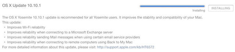 Mac OS X Yosemite 10.10.1 update