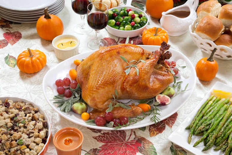 roasted turkey on a server tray ...