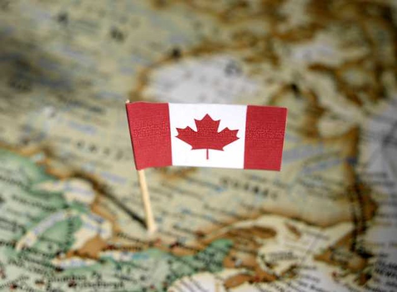 Canadian flag in map