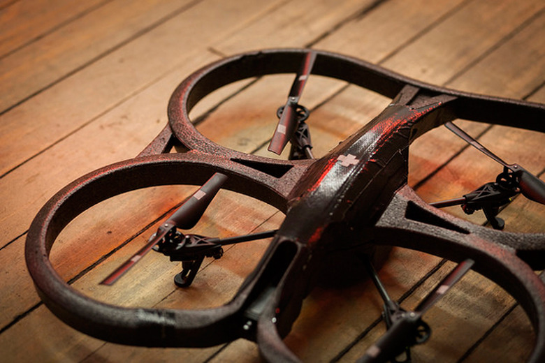 A drone indoors