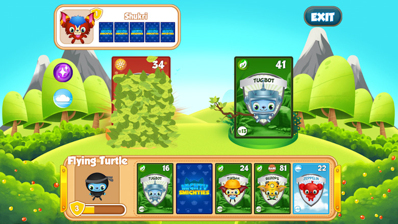 An animation plays when the winning card is selected in Mighty Smighties