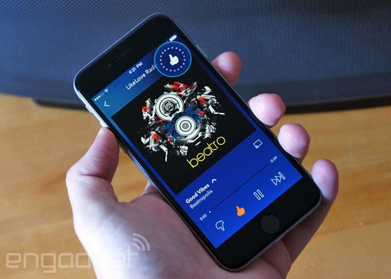 Pandora's new interface on an iPhone