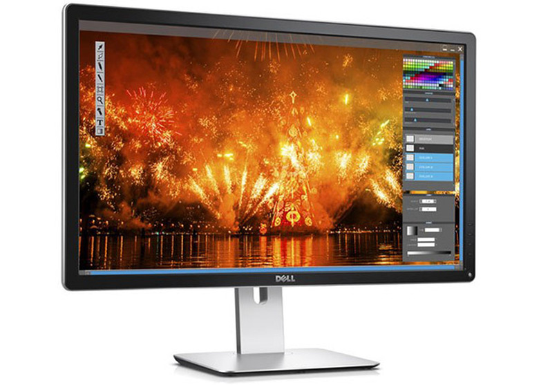 Dell 27-inch P2715Q Monitor, Dell Precision T1700 Small Form Factor fixed workstation, and KBM714 wireless keyboard and mouse (Tangerine)