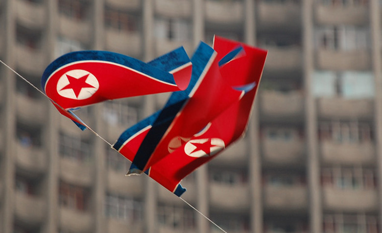 North Korean flags