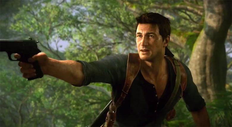 Nathan Drake pulls a gun in Uncharted 4