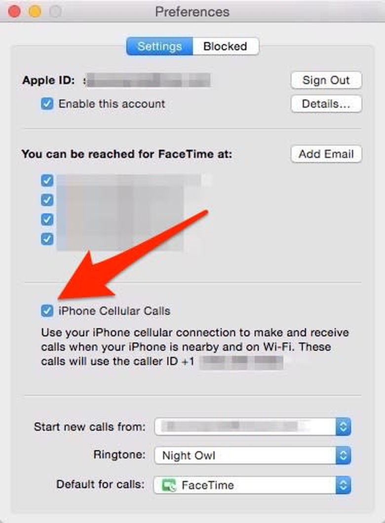FaceTime Preferences, OS X Yosemite
